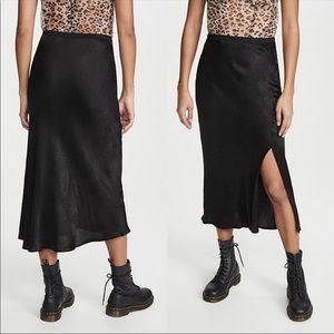 Anine Bing Dolly Midi Skirt Black Snake Print